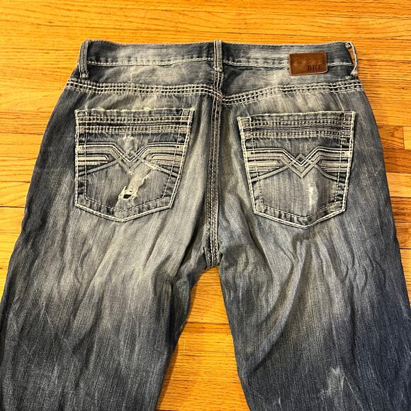 Silver Jeans Mens 34 Jake Straight Distressed Thick Stitch Pants - Picture 5 of 11